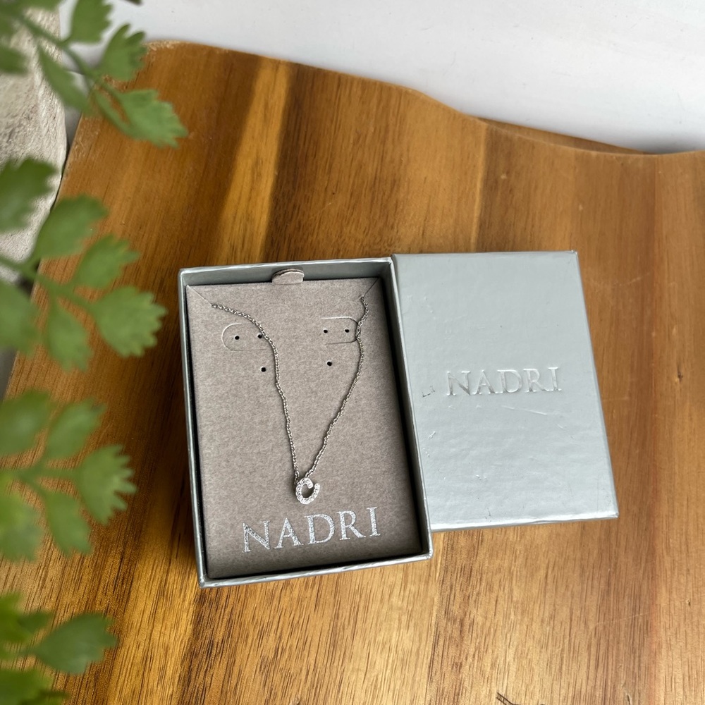 Nadri letter C embellished necklace silver tone nwt